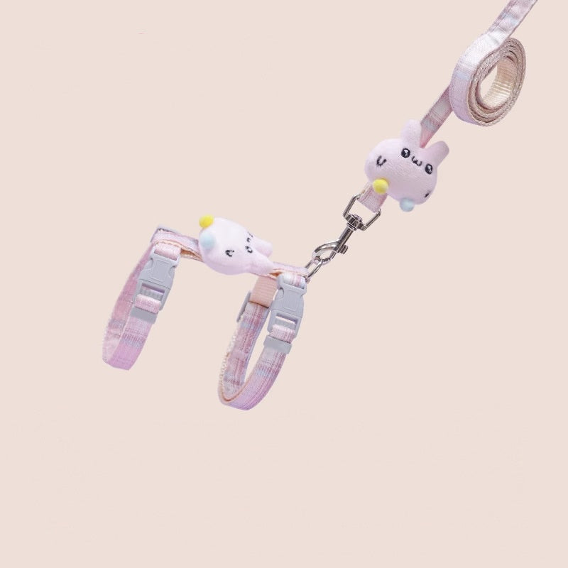 H-Type Cat Harness & Leash – Cute Rabbit Design, Adjustable Chest Strap for Kittens & Small Cats