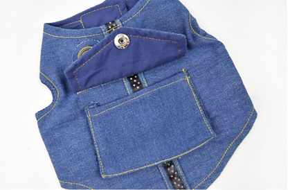 Premium Denim Dog & Cat Vest Harness – Adjustable Pet Chest Back Strap for Small Dogs & Puppies