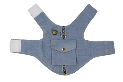 Premium Denim Dog & Cat Vest Harness – Adjustable Pet Chest Back Strap for Small Dogs & Puppies
