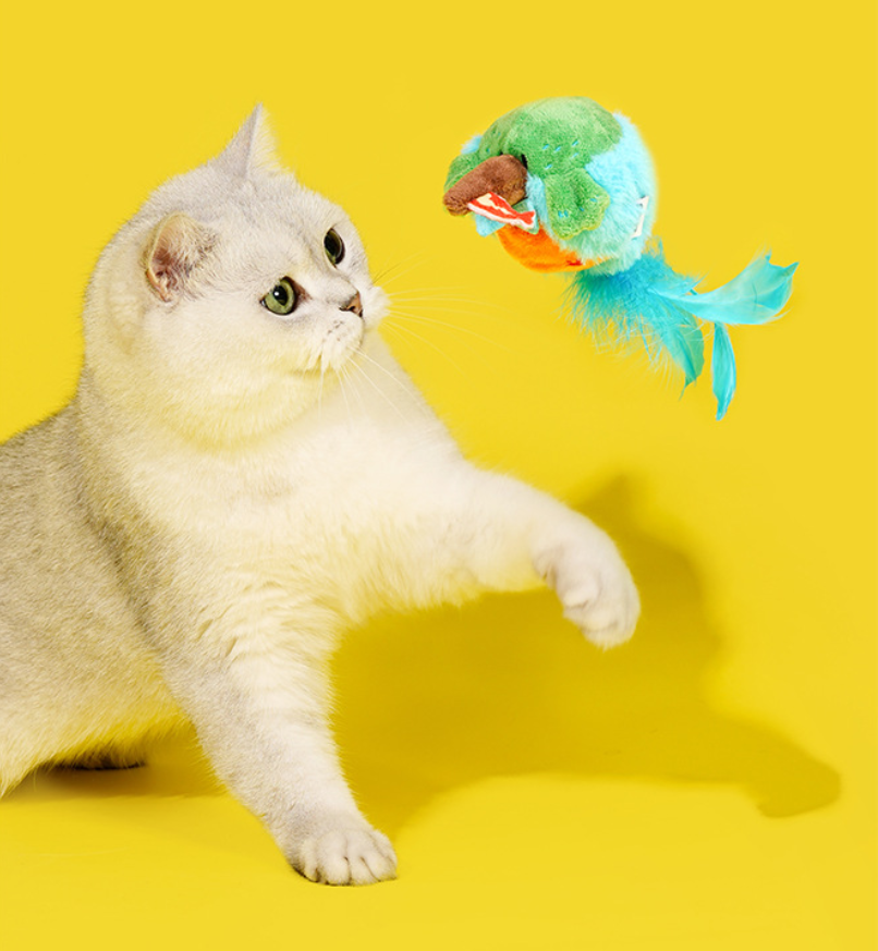 Zeze Chirping Bird Cat Toy – Interactive Catnip Plush Toy for Cats, Self-Play & Teeth Stimulation
