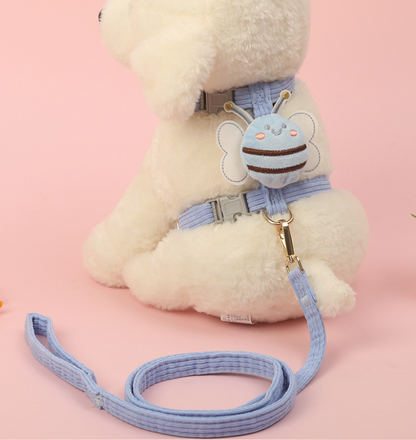Adorable Bee Cat & Small Dog Harness with Adjustable Leash – Safe & Comfortable Pet Walking Strap