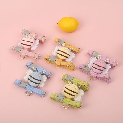 Adorable Bee Cat & Small Dog Harness with Adjustable Leash – Safe & Comfortable Pet Walking Strap