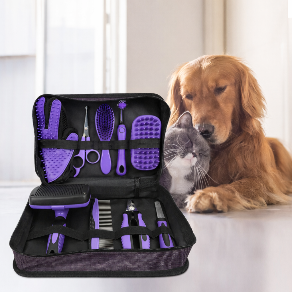Premium 9-in-1 Pet Grooming Kit for Dogs & Cats – Complete Home Care Set with Brush, Comb & Cleaning Tools