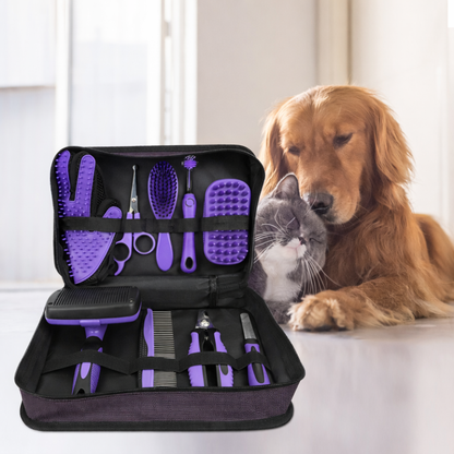 Premium 9-in-1 Pet Grooming Kit for Dogs & Cats – Complete Home Care Set with Brush, Comb & Cleaning Tools