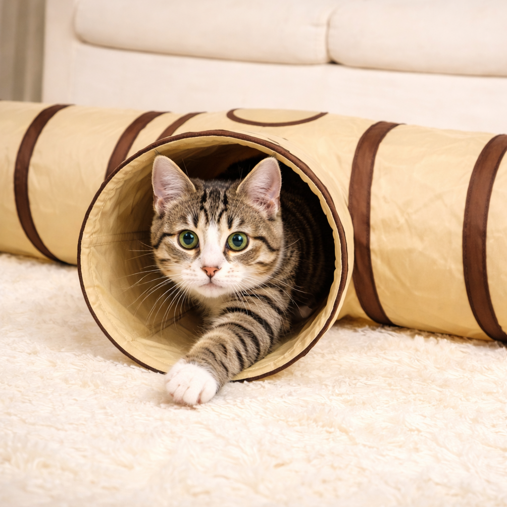 Interactive Cat Tunnel Toy – Foldable Play Tube for Cats, Keeps Cats Active & Entertained