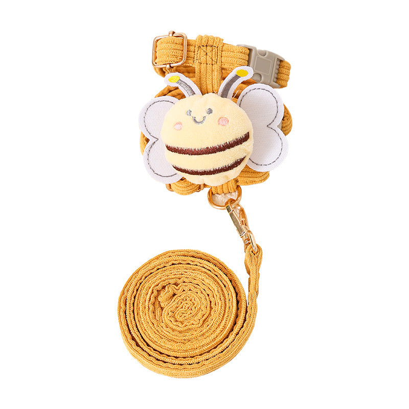 Adorable Bee Cat & Small Dog Harness with Adjustable Leash – Safe & Comfortable Pet Walking Strap