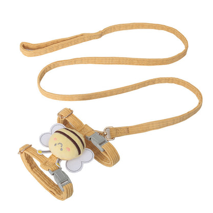 Adorable Bee Cat & Small Dog Harness with Adjustable Leash – Safe & Comfortable Pet Walking Strap