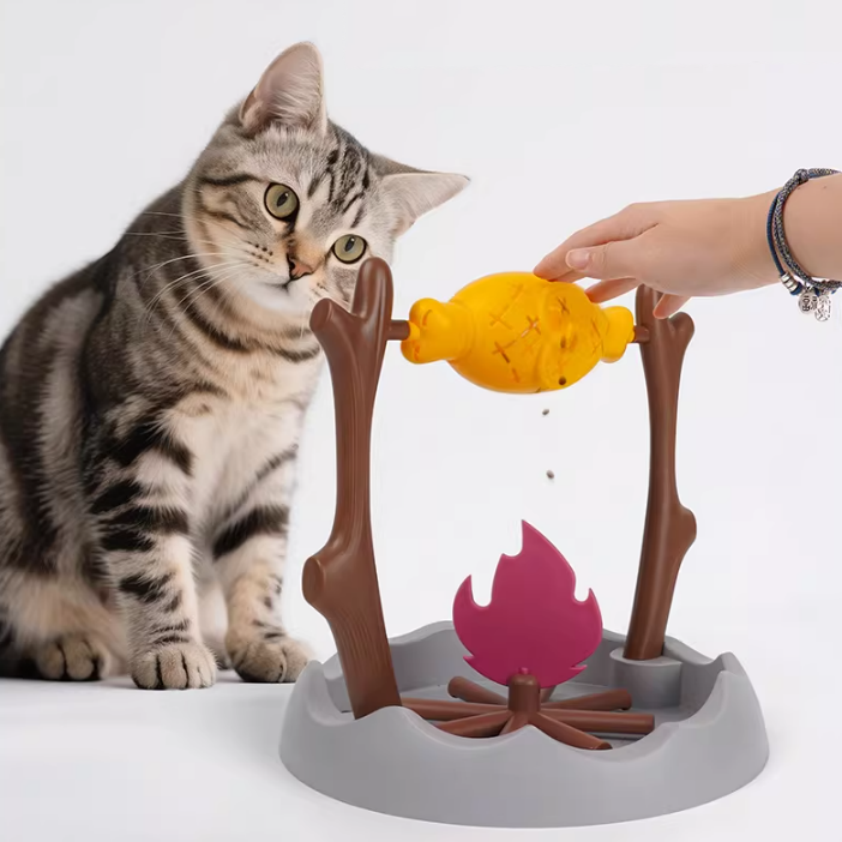Interactive rotating barbecue cat toy - A smart feeding toy for cats, designed to stimulate the brain and encourage play
