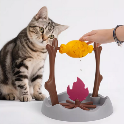 Interactive rotating barbecue cat toy - A smart feeding toy for cats, designed to stimulate the brain and encourage play