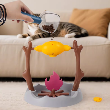 Interactive rotating barbecue cat toy - A smart feeding toy for cats, designed to stimulate the brain and encourage play