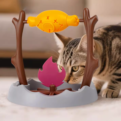 Interactive rotating barbecue cat toy - A smart feeding toy for cats, designed to stimulate the brain and encourage play